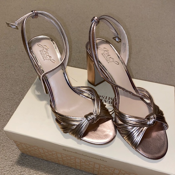 Jewel Badgley Mishka Christen Block Heel Sandal in Rose Gold - Picture 5 of 9